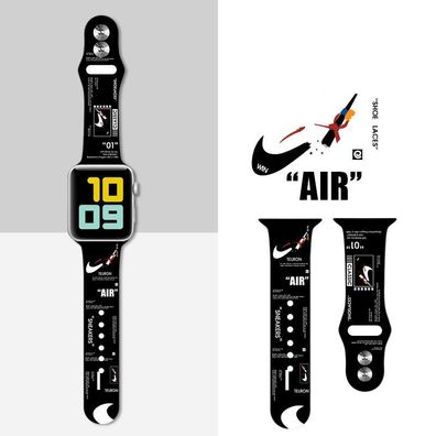 Off White Nike für Apple Watch 42/44 mm Apple watch iwatch Silikon Armband schwarz