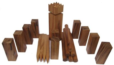 Kubb - Wikingerspiel - aus edlem harten Samena Holz - mit Tragebeutel
