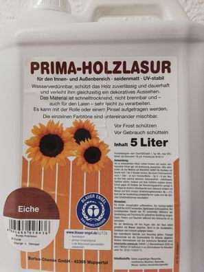 GP.3,60€/ L) 5 L Holzschutzlasur Lasur Holzlasur Farbe Zaunlasur Farbton Eiche