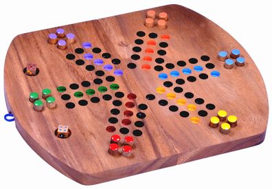 Ludo für 6 Spieler - 2. Wahl - 33 x 28 cm - Familienspiel aus Holz