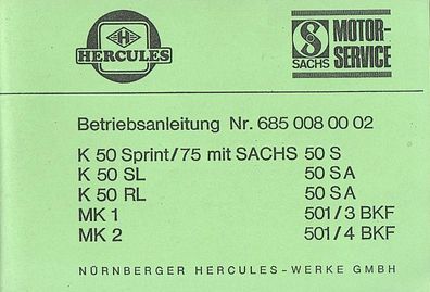 Hercules Roller Modell 50 und 50 S Bedienungsanleitung Ersatzteilliste Handbuch 