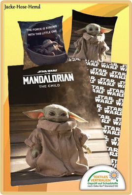 Star Wars Mandalorian Bettwäsche Herding Baumwolle Yoda Gr: 135x200cm NEU