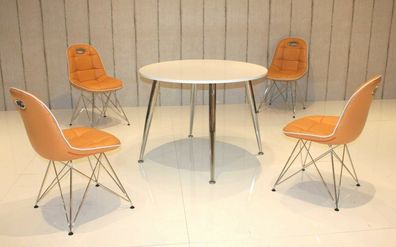 Tischgruppe mandarin weiß Essgruppe Esszimmergruppe Schalenstuhl modern design