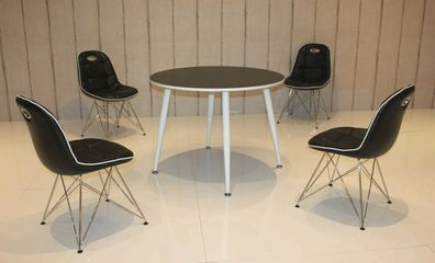 Tischgruppe schwarz weiß Essgruppe Esszimmergruppe Schalenstuhl modern design B3