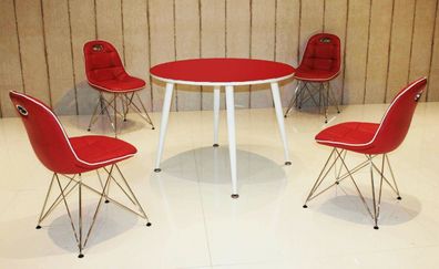 Tischgruppe rot weiß Essgruppe Esszimmergruppe Schalenstuhl modern design A8