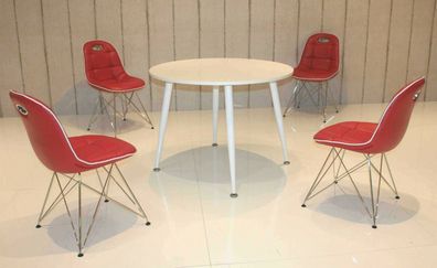 Tischgruppe rot weiß Essgruppe Esszimmergruppe Schalenstuhl modern design A7