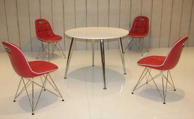 Tischgruppe rot weiß Essgruppe Esszimmergruppe Schalenstuhl modern design A6