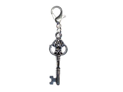Schlüssel Charm Zipper Pull Anhänger Schatz Miniblings Geheimnis silber verziert