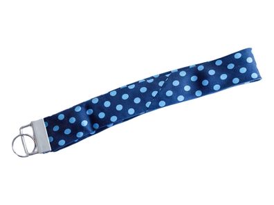 Krawatte Schlüsselanhänger Miniblings Upcycling blau Polka Punkte Unikat Retro