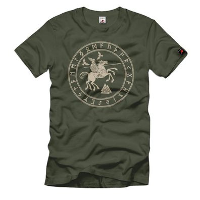 Sleipnir Gott Wotan Pferd Raben Skandinavierrunen T-Shirt#36782