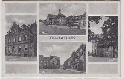 65624 Mehrbild Ak Teuchern Markt, Postamt, Schule um 1940