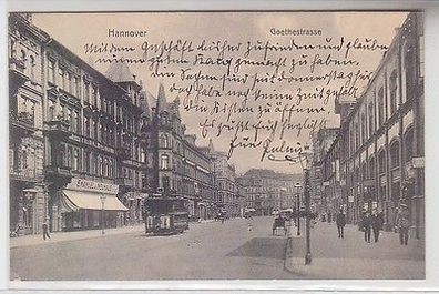 25103 Ak Hannover Goethestrasse mit Strassenbahn 1906