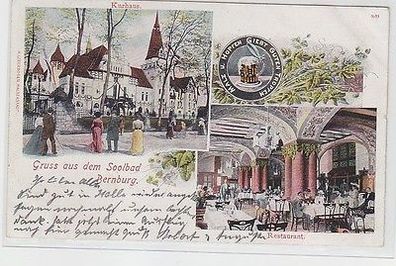 64101 Mehrbild Ak Gruß aus dem Soolbad Bernburg Kurhaus, Restaurant 1904