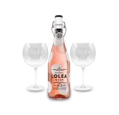 Lolea Set - 2 Ballongläser + Lolea Sangria N°5 ROSE 0,75L (8% Vol) Rosewein San