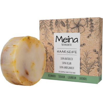 Meina - Haarseife Naturkosmetik für fettiges Haar - Bio Shampoo Bar gegen Schuppen...