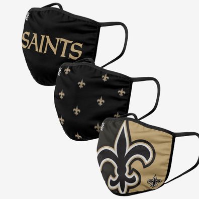 NFL New Orleans Saints 3er Set Gesichtsabdeckung Mundschutz Face Cover Mask