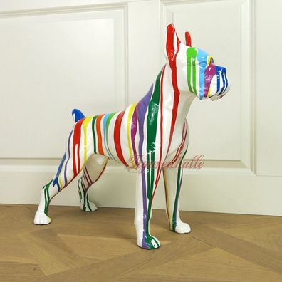 Boston Terrier Figur Statue Skulptur Kunstwerk Tier Farbverlauf Bund Dekoobjekt Pop