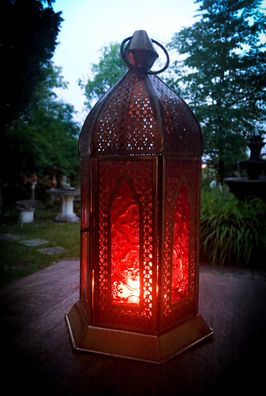 Orientalisches Licht Alladin Eisen Rotglas 28 cm Laterne Teelichthalter Windlicht