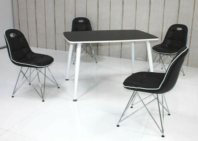 Tischgruppe schwarz/ weiß Essgruppe Esszimmergruppe Schalenstuhl modern design D1