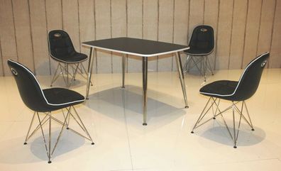 Tischgruppe schwarz/ weiß Essgruppe Esszimmergruppe Schalenstuhl modern design C9