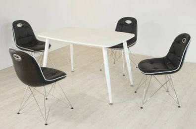 Tischgruppe schwarz/ weiß Essgruppe Esszimmergruppe Schalenstuhl modern design C8