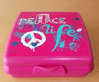 Tupperware® * * Quadratische Sandwich-Box / Brotdose * * Motiv Peace - PINK