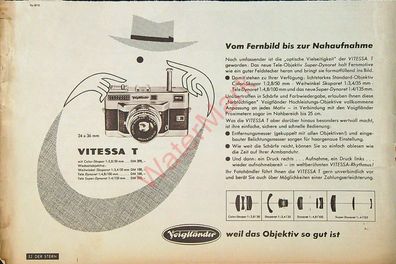 Originale alte Reklame Werbung Fotoapparat Kamera Voigtländer Vitessa T