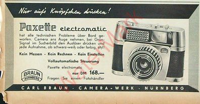 Originale alte Reklame Werbung Fotoapparat Kamera Braun Paxette electromatic (2)