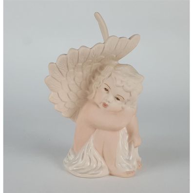 Porzellan Biskuit Figur Engel sitzend denkend H 14,8 cm