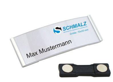 10 x Aluminium Namensschild | aus Metall silber | Magnet | Papiereinschub
