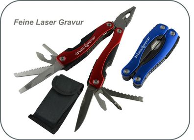 Multi-Tool-Set inkl. Nylon-Etui mit Gravur, graviert, Lasergravur blau oder rot