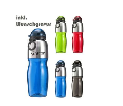 Trinkflasche aus Kunststoff/ Edelstahl inkl. Gravur Wandern Camping Outdoor