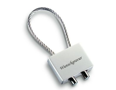Schlüsselanhänger aus Metall rechteckig "Cable" inkl. Gravur / graviert