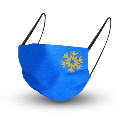 Baumwollmaske in Royalblau mit Innenvlies - Eiskristall Schneeflocke - 15971 + Gratis