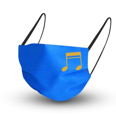 Baumwollmaske in Royalblau mit zertifiziertem Innenvlies - Goldene Noten - 15941 + Gr