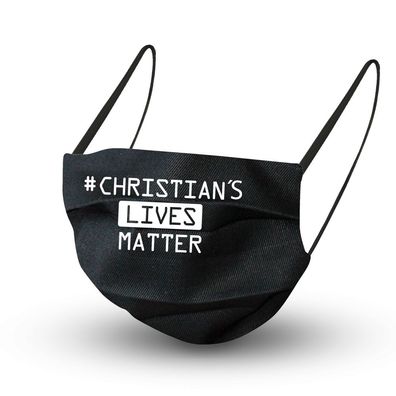 Baumwollmaske in Schwarz mit Innenvlies - # Christian´s Lives Matter - 15977 + Grati