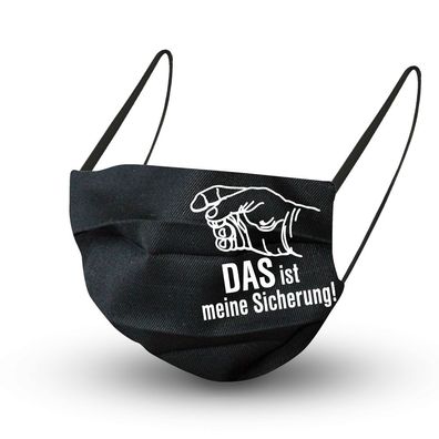 Baumwollmaske in Schwarz mit Innenvlies - FAUST Das ist meine Sicherung ! - 15975 + G