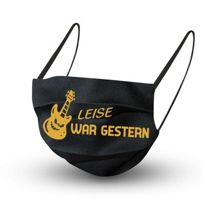 Baumwollmaske in Schwarz mit Innenvlies - Gitarre Leise war gestern - 15949 + Gratisz