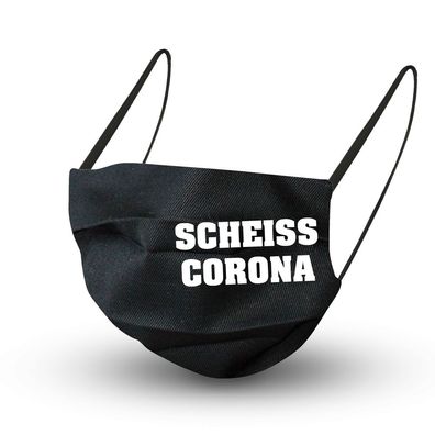 Baumwollmaske in Schwarz mit Innenvlies - Sch * * ss Corona - 15988 + Gratiszugabe