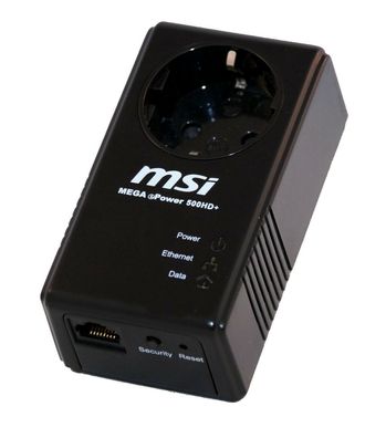 MSI Mega ePower 500 HD+ Black Powerline PowerLan Adapter dlan