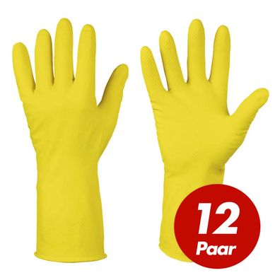 Latex Haushaltshandschuhe Gummihandschuhe Spülhandschuhe Rollrand - 12 Paar