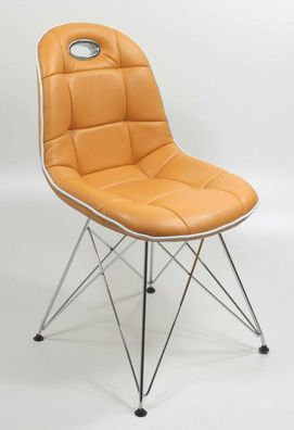 2 x Schalenstuhl Kunstleder orange Stuhlset Esszimmerstühle Sitzsachale modern