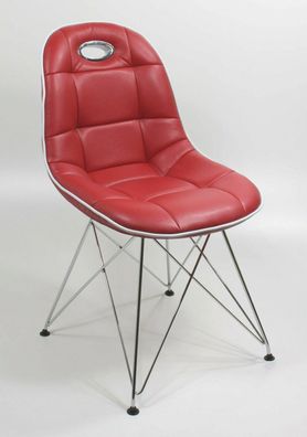 2 x Schalenstuhl Kunstleder rot Stuhlset Esszimmerstühle Sitzsachale modern
