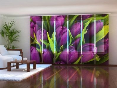 Schiebegardine lilane Tulpen, Flächenvorhang mit Motiv, Fotodruck, Gardine auf Maß