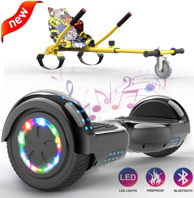 6.5zoll LED Hoverboard mit Go-Kart Elektro Scooter EU Sicherheitsstandard (Bluetooth)