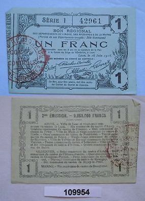 Notgeld Frankreich Aisne, Ardennes et Marne Laon, billet 1916 (109954)