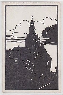 64696 Ak Gießen Stadtkirche nach Originalscherenschnitt um 1930
