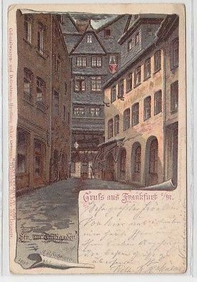 65149 Ak Lithographie Gruß aus Frankfurt am Main Straße am Tuchgaden 1906