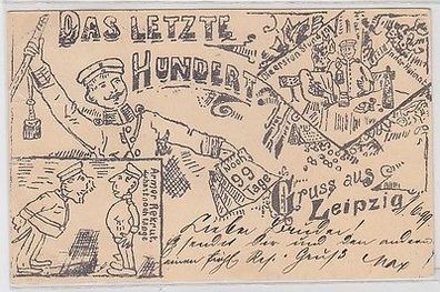63763 Reservistika Ak Gruß aus Leipzig "Das letzte Hundert" 1899