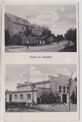 64733 Mehrbild Ak Gruß aus Pomßen Siedlung, Turnhalle um 1940